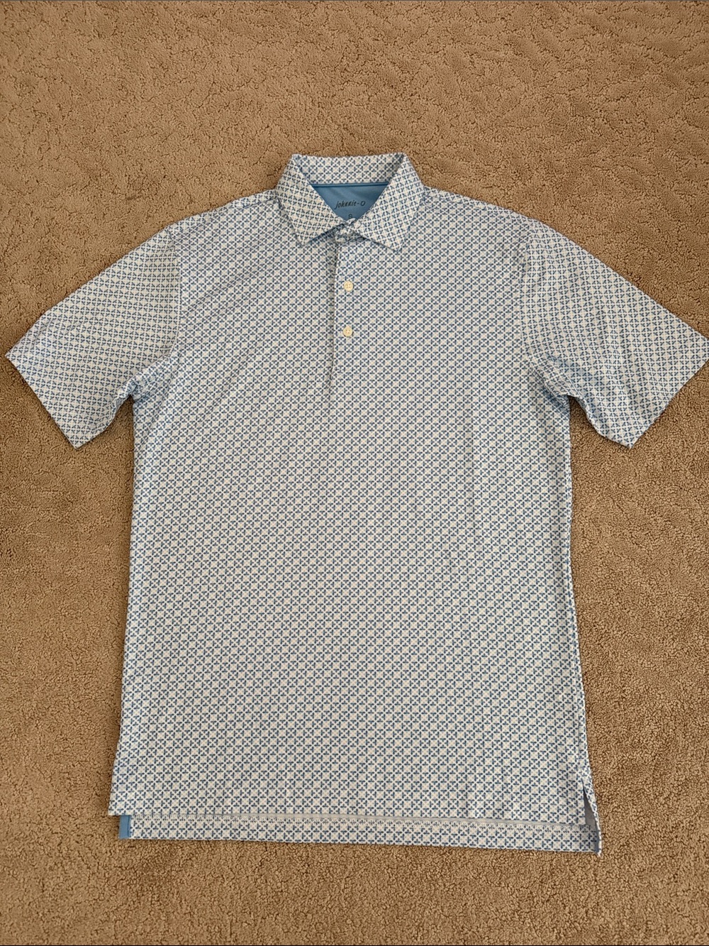 johnnie-O Light Blue Geo Print Performance Polo